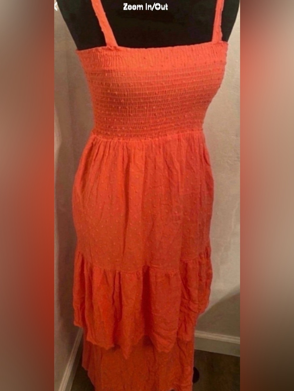 Women’s Orange Smocked Tiered Maxi Dress (Size XXS)